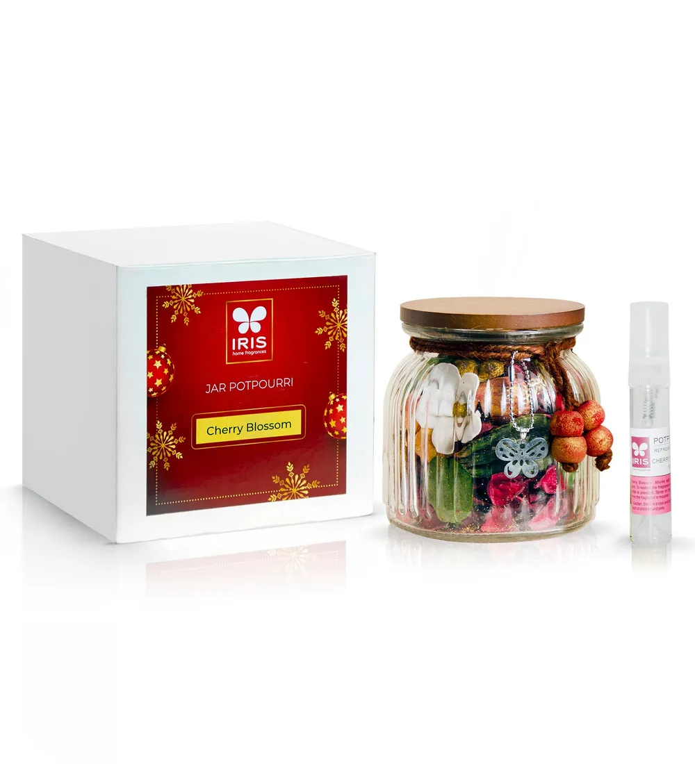 Cherry Blossom Potpourri with Wooden Lid Gift Set for Valentine's Day