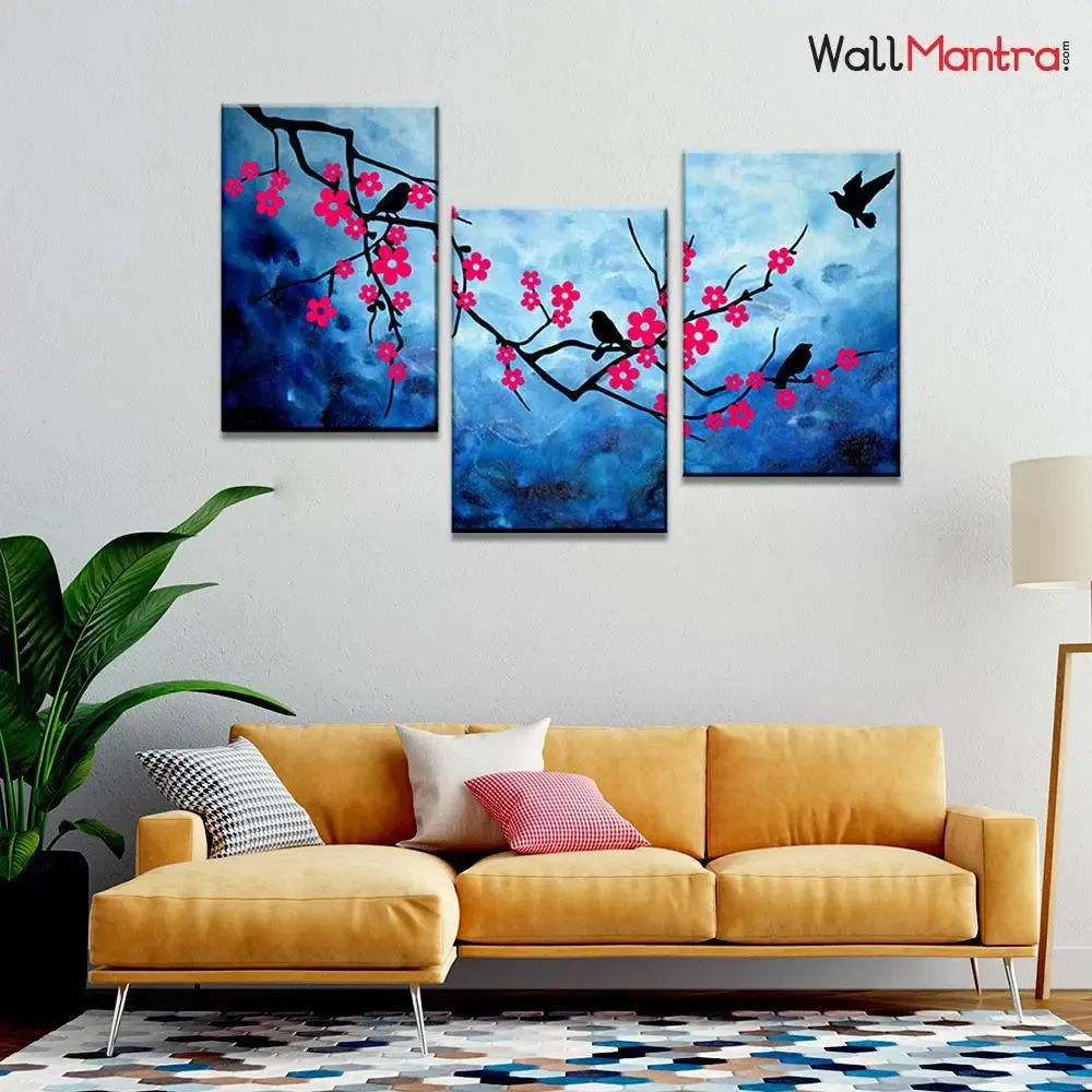 Cherry Blossom Tree Branch Canvas Painting