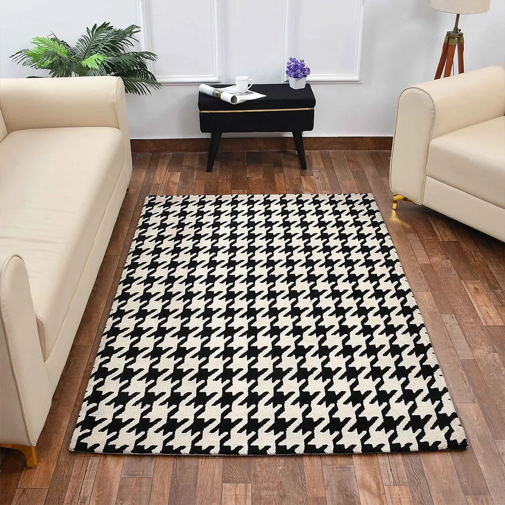 Chess Board Design Black and White Abstract Polyester Carpet 2X5
