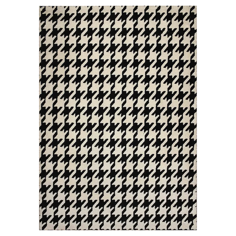 Chess Board Design Black and White Abstract Polyester Carpet 2X5