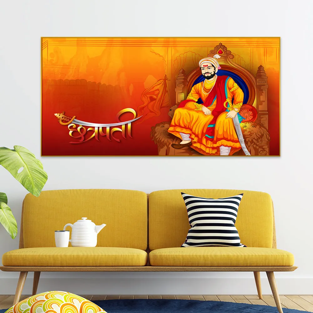 Chhatrapati Shivaji Maharaj Canvas Painting for Living Room With Frame