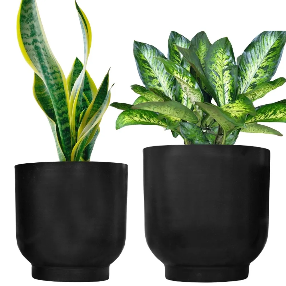 Chic Jet Black Mini Desk Planter Set of 2