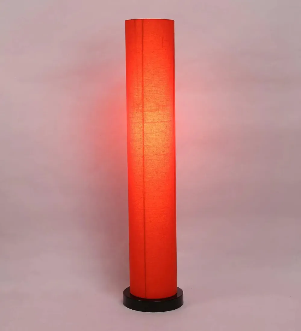 Chic Round Cotton Iron Floor Lamp Orange