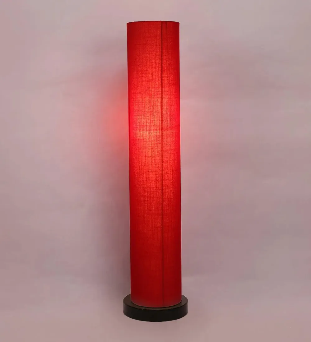 Chic Round Cotton Iron Floor Lamp Orange