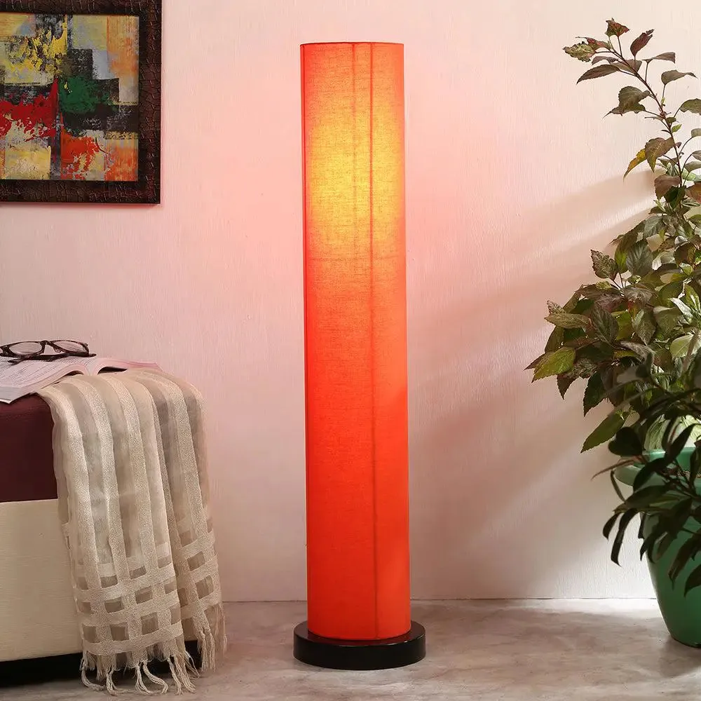 Chic Round Cotton Iron Floor Lamp Orange