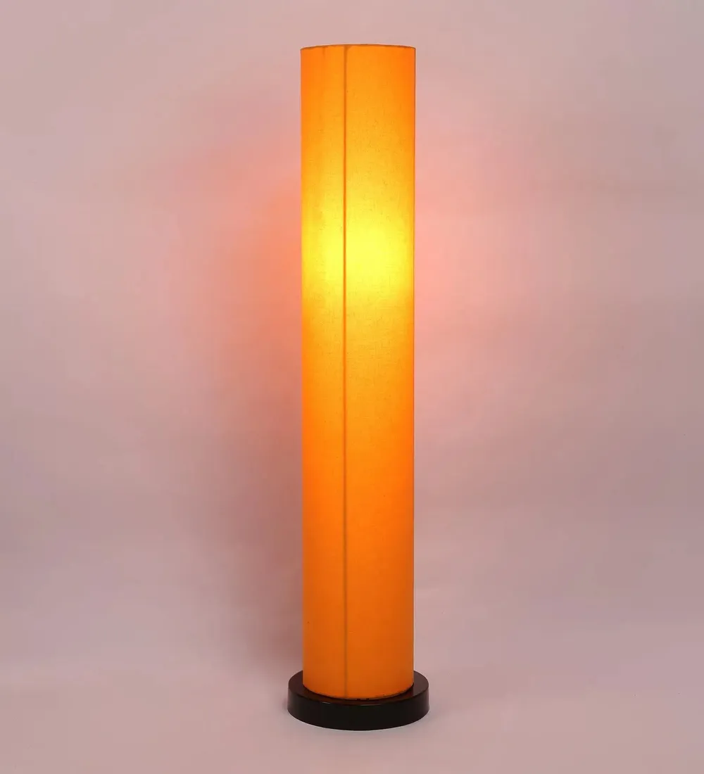 Chic Round Cotton Iron Floor Lamp Orange