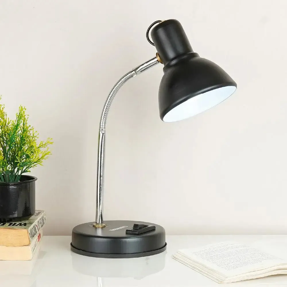 Chic & Sleek Adjustable Black Mini Table Lamp for Study - Black