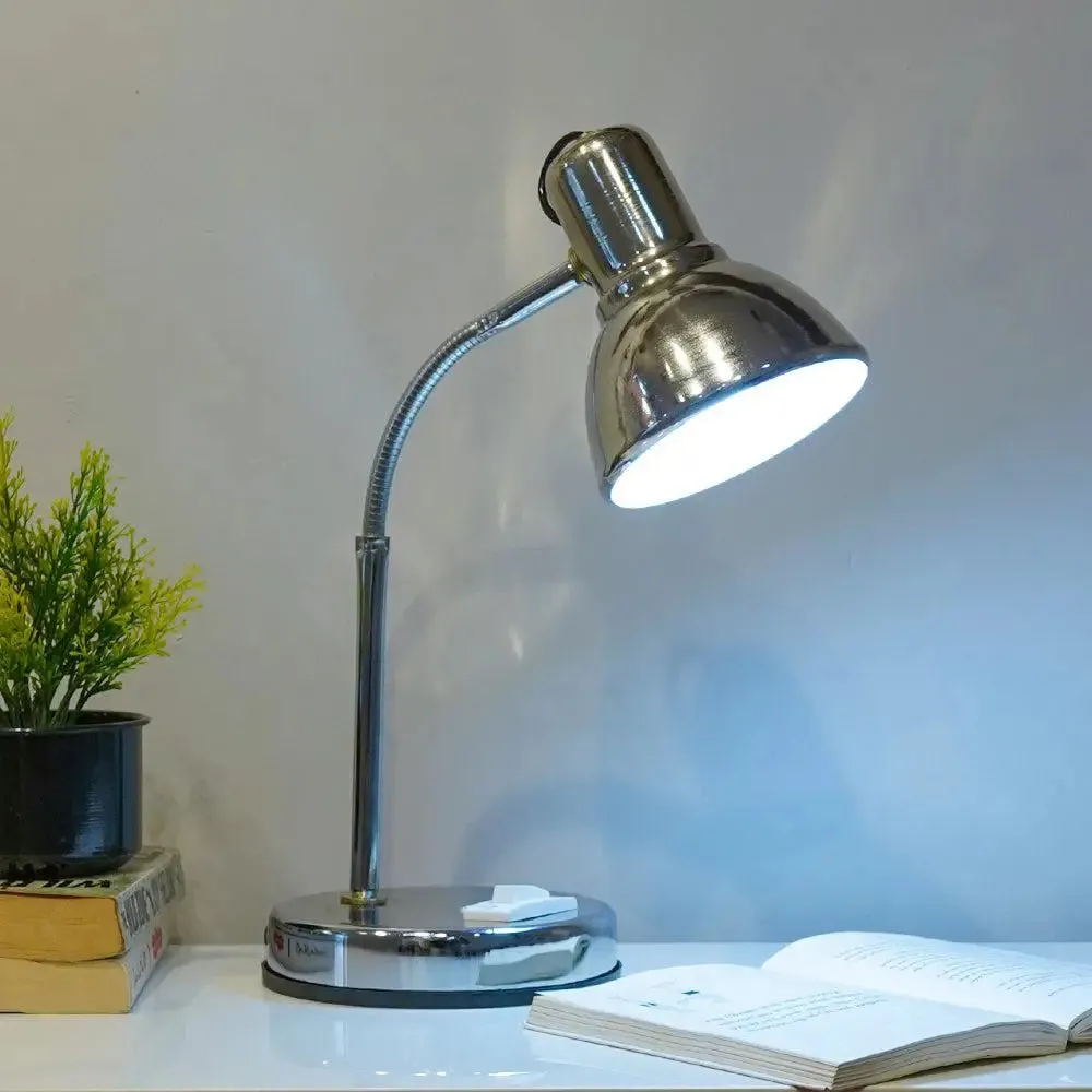 Chic & Sleek Adjustable Black Mini Table Lamp for Study - Chrome Plated