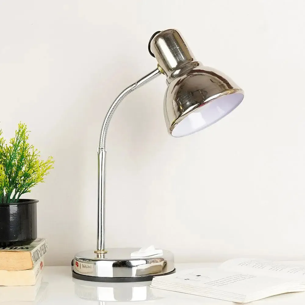 Chic & Sleek Adjustable Black Mini Table Lamp for Study - Chrome Plated