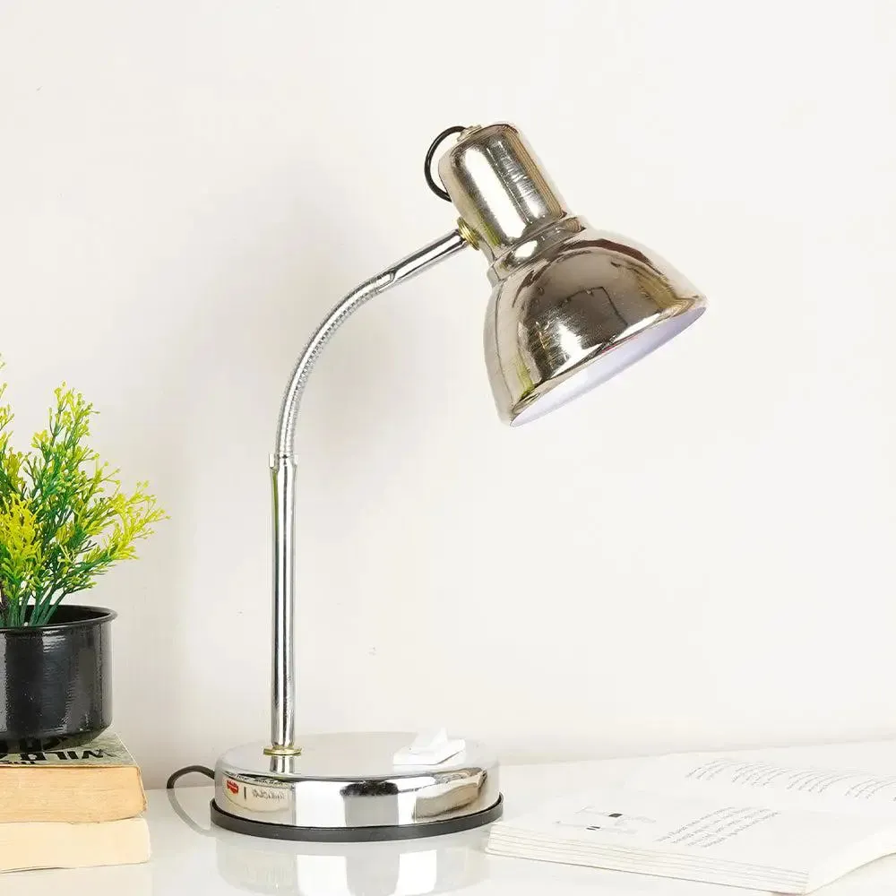 Chic & Sleek Adjustable Black Mini Table Lamp for Study - Chrome Plated