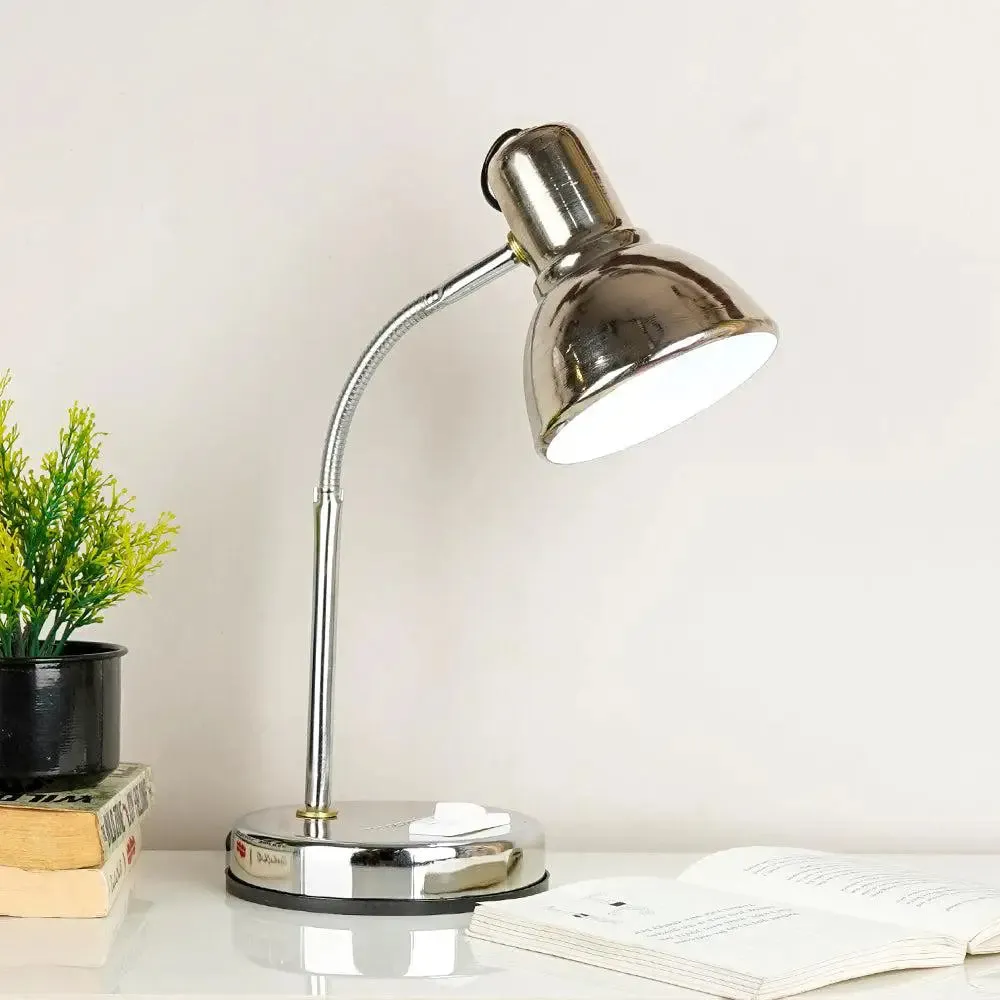Chic & Sleek Adjustable Black Mini Table Lamp for Study - Chrome Plated