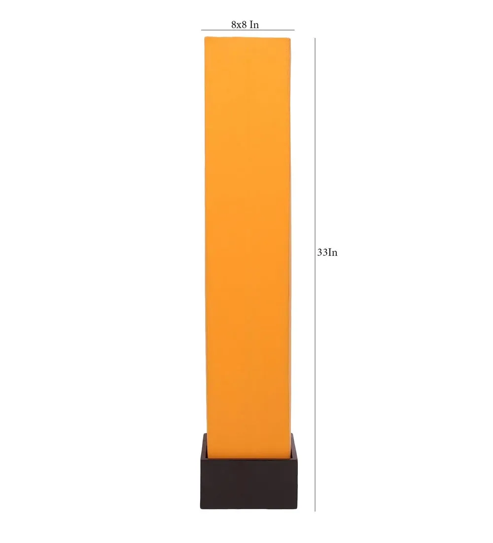 Chic Square Cotton & Wooden Floor Lamp Yellow