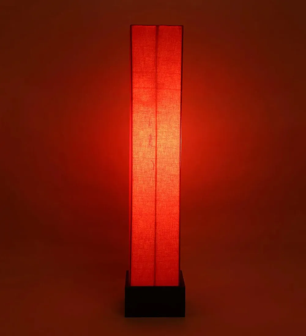 Chic Square Cotton & Wooden Floor Lamp Yellow