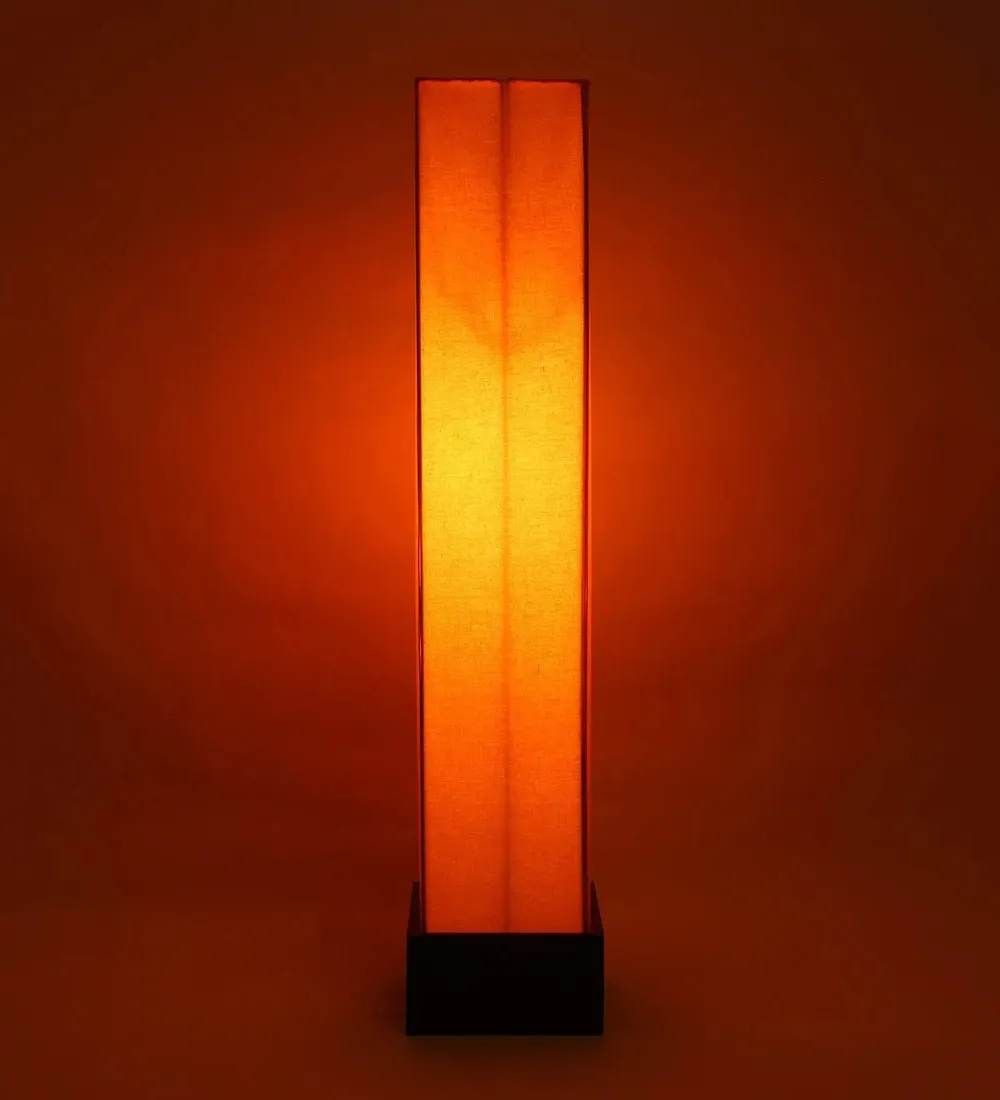 Chic Square Cotton & Wooden Floor Lamp Yellow