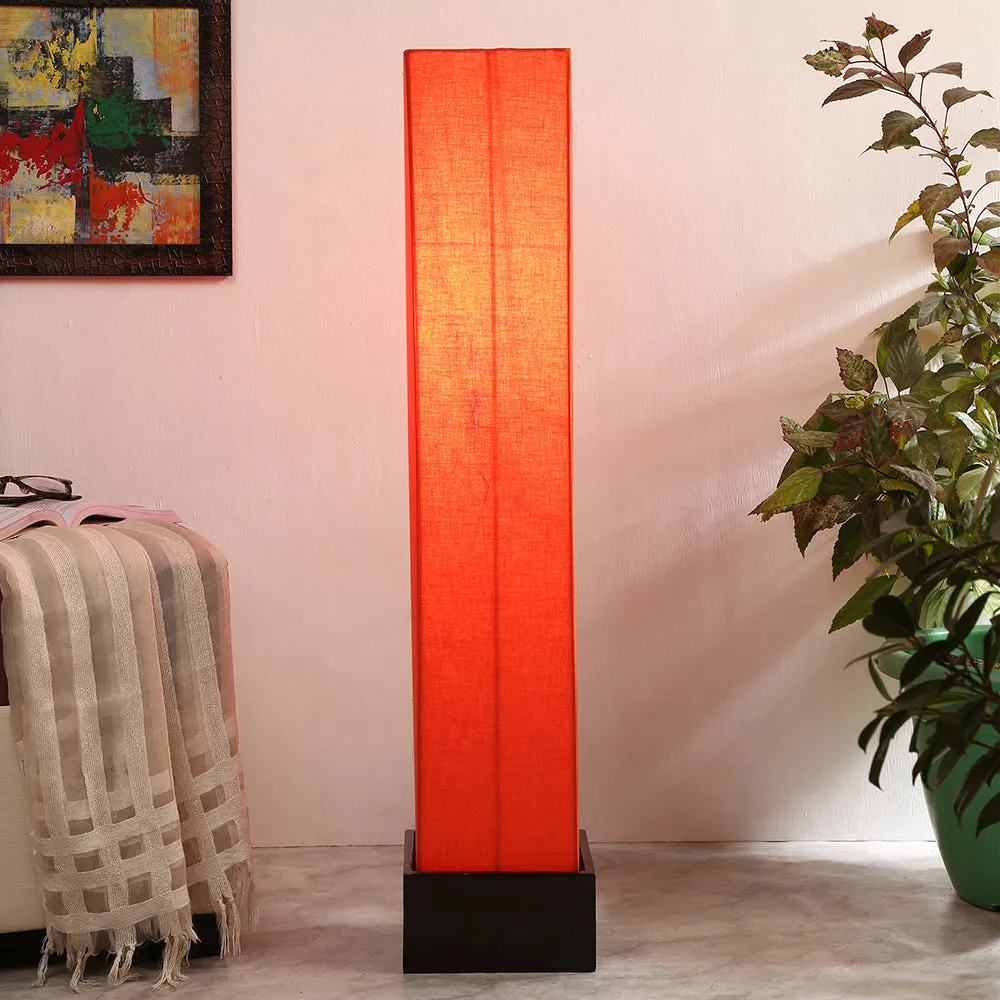 Chic Square Cotton & Wooden Floor Lamp Yellow