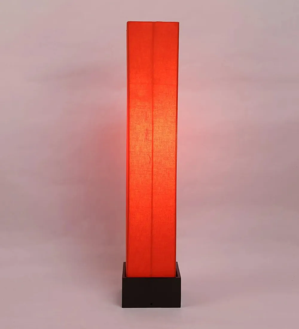 Chic Square Cotton & Wooden Floor Lamp Yellow