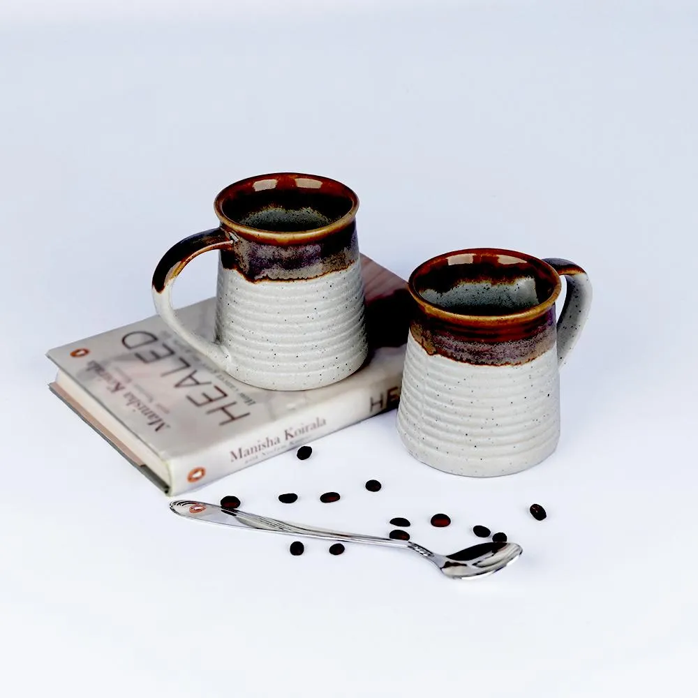Chocolate Bordered Ceramic Mugs Set of 2