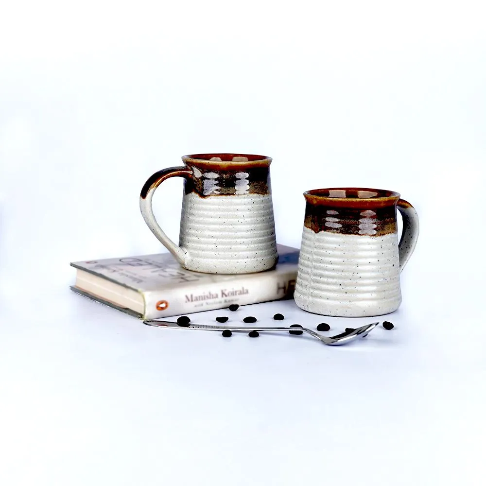 Chocolate Bordered Ceramic Mugs Set of 2