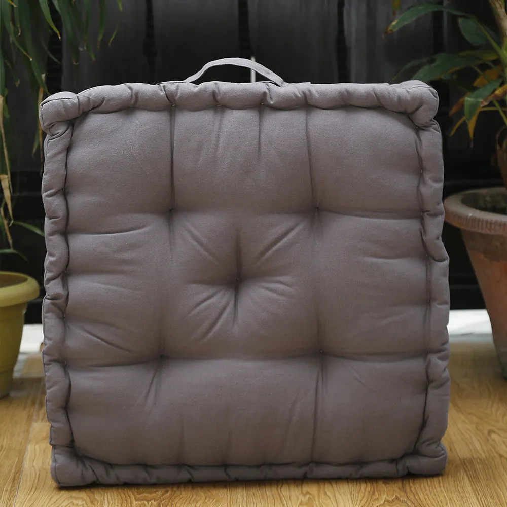 Chocolate Brown Plush Cotton Floor Cushion Matlas With Handle