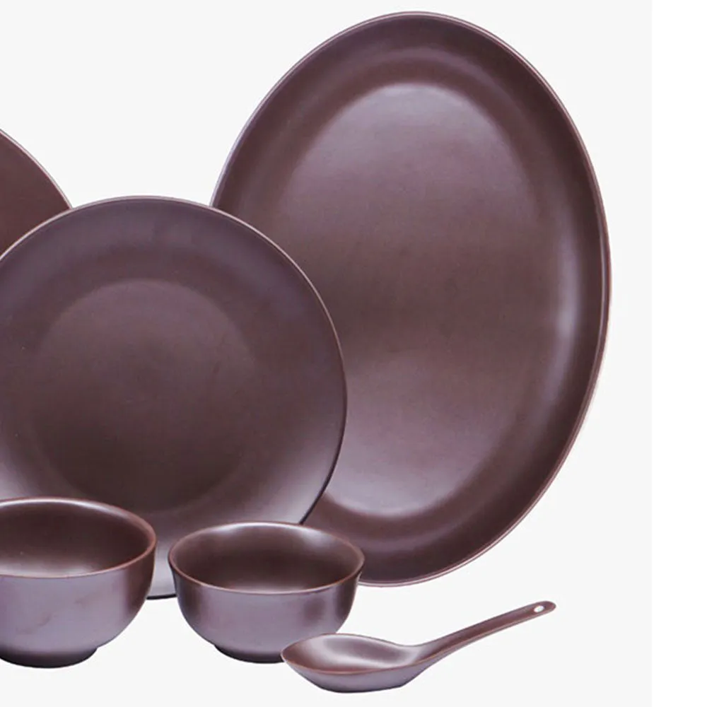 Chocolate Brown Porcelain Dinner Set Of 33