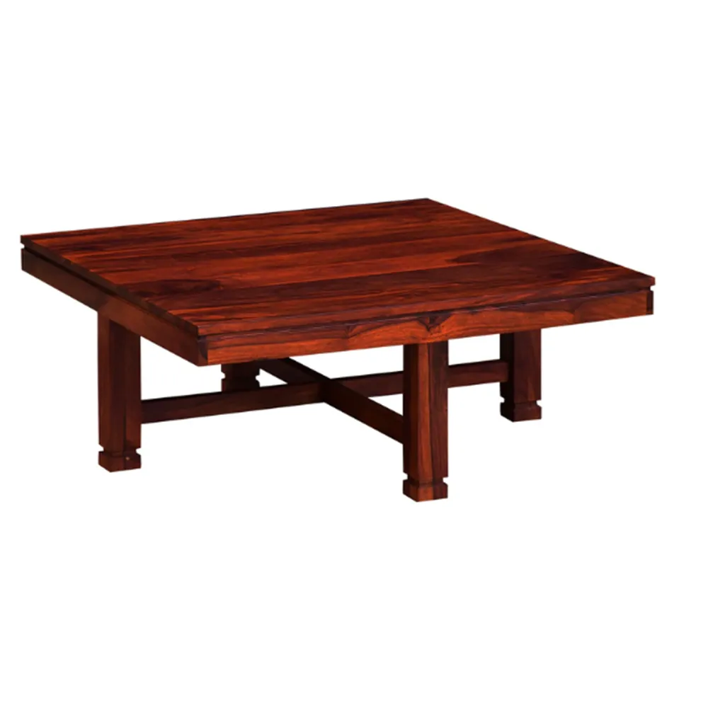 Chocolate Brown Solid Sheesham Wood Centre Table With 4 Stools