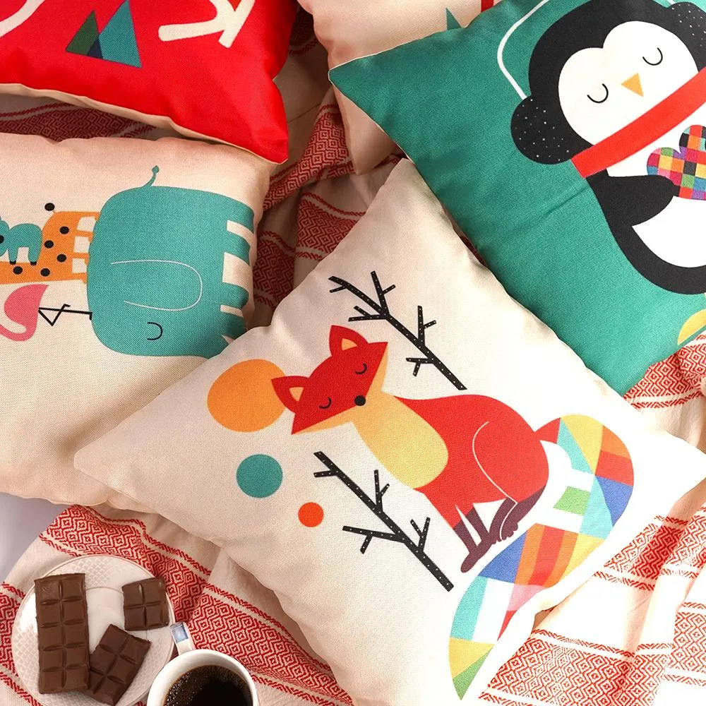 Christmas Multi-Colored Cushion Covers 16x16in Set of 5