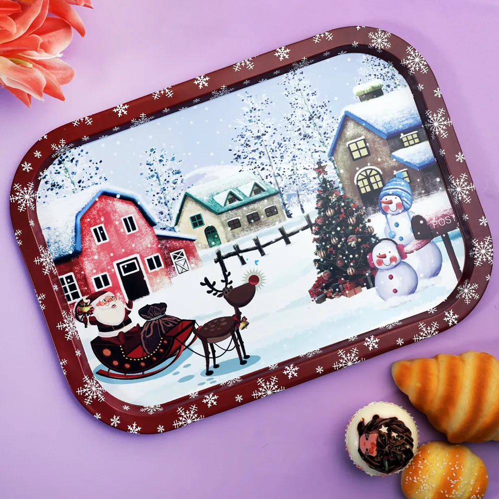 Christmas Winter Wonderful Red & White Serving Tray