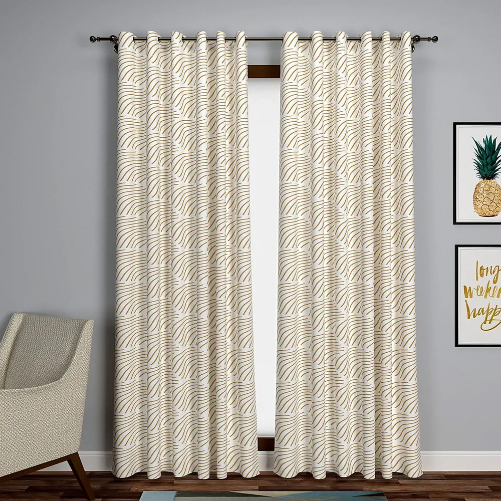 Chrome Yellow Playful Lines Designer Door Curtain Medium Single Piece (7ft)