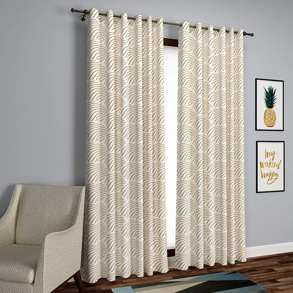 Chrome Yellow Playful Lines Designer Door Curtain Medium Single Piece (7ft)