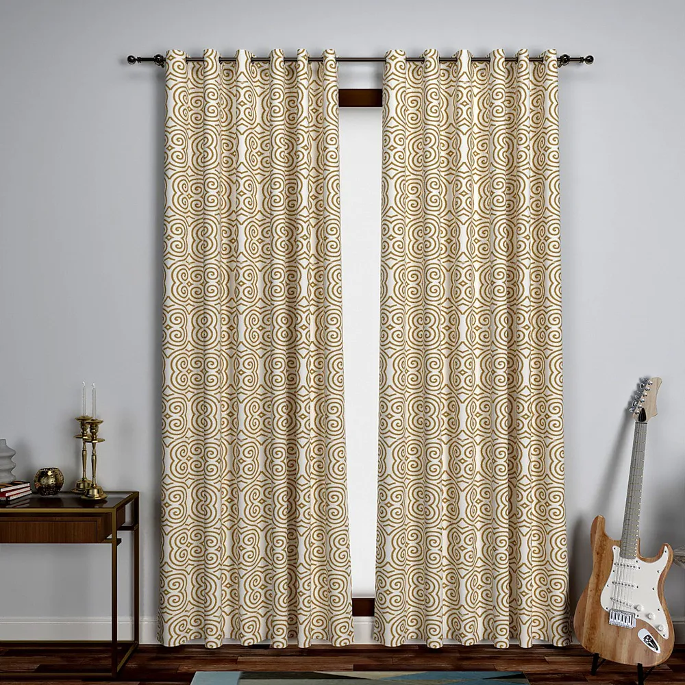 Chrome Yellow Playful Spiral Designer Door Curtain Medium Single Piece (7ft)