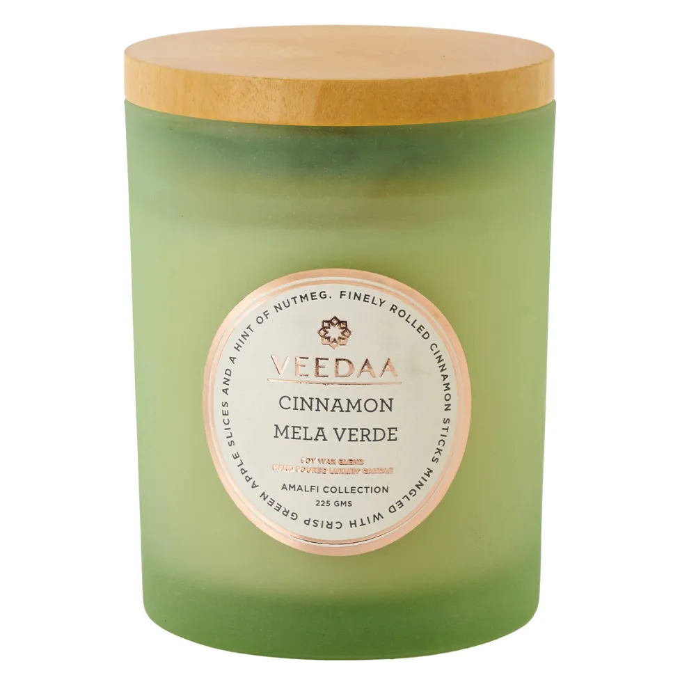 Cinnamon Mela Verde Czech Glass Scented Candle