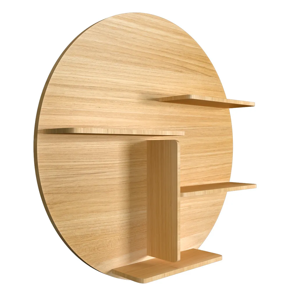 Circle Shape Backlit Wood Wall Shelf / Book Shelf / Night Light, Oak Finish Regular ( 32 inches x 32 inches )