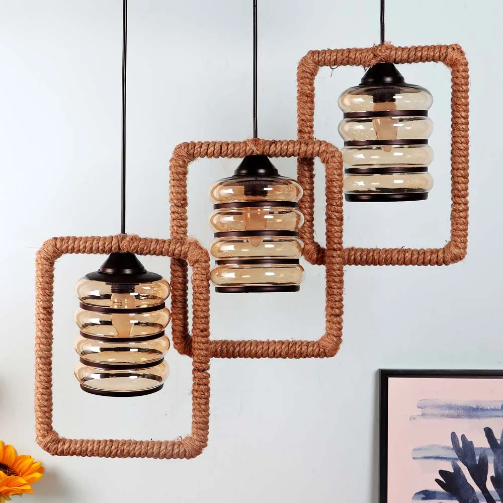Circled Luster Glass Double Hanging Light