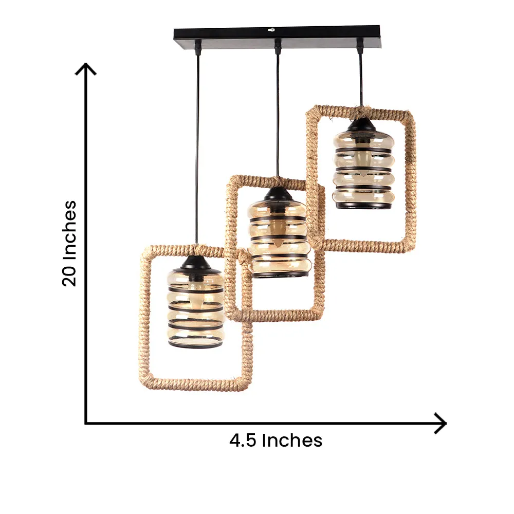 Circled Luster Glass Double Hanging Light