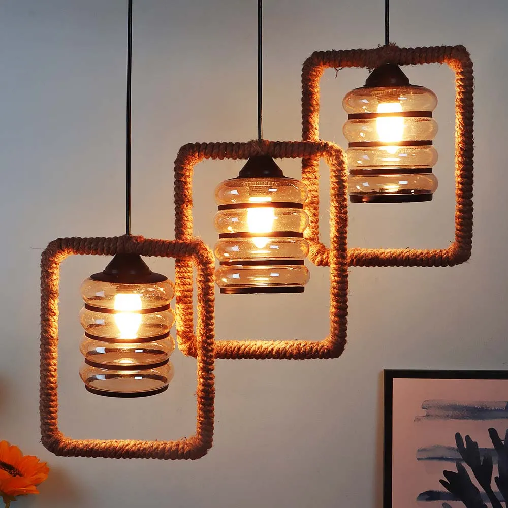 Circled Luster Glass Double Hanging Light