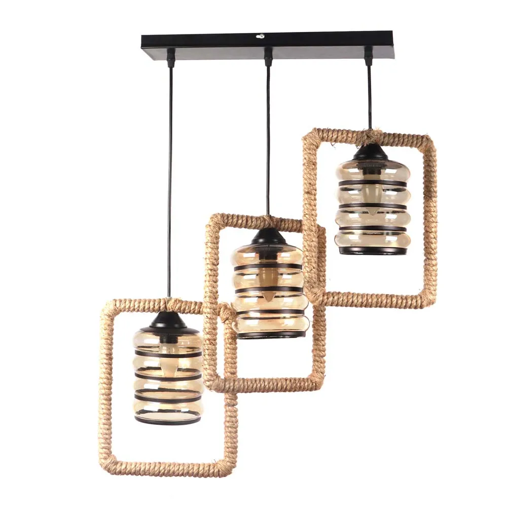 Circled Luster Glass Double Hanging Light