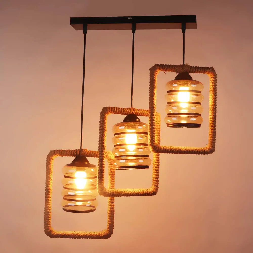 Circled Luster Glass Double Hanging Light