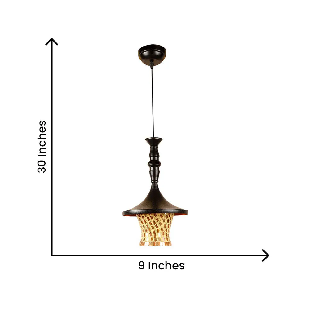 Circled Luster Glass Metal Topped Single Hanging Light