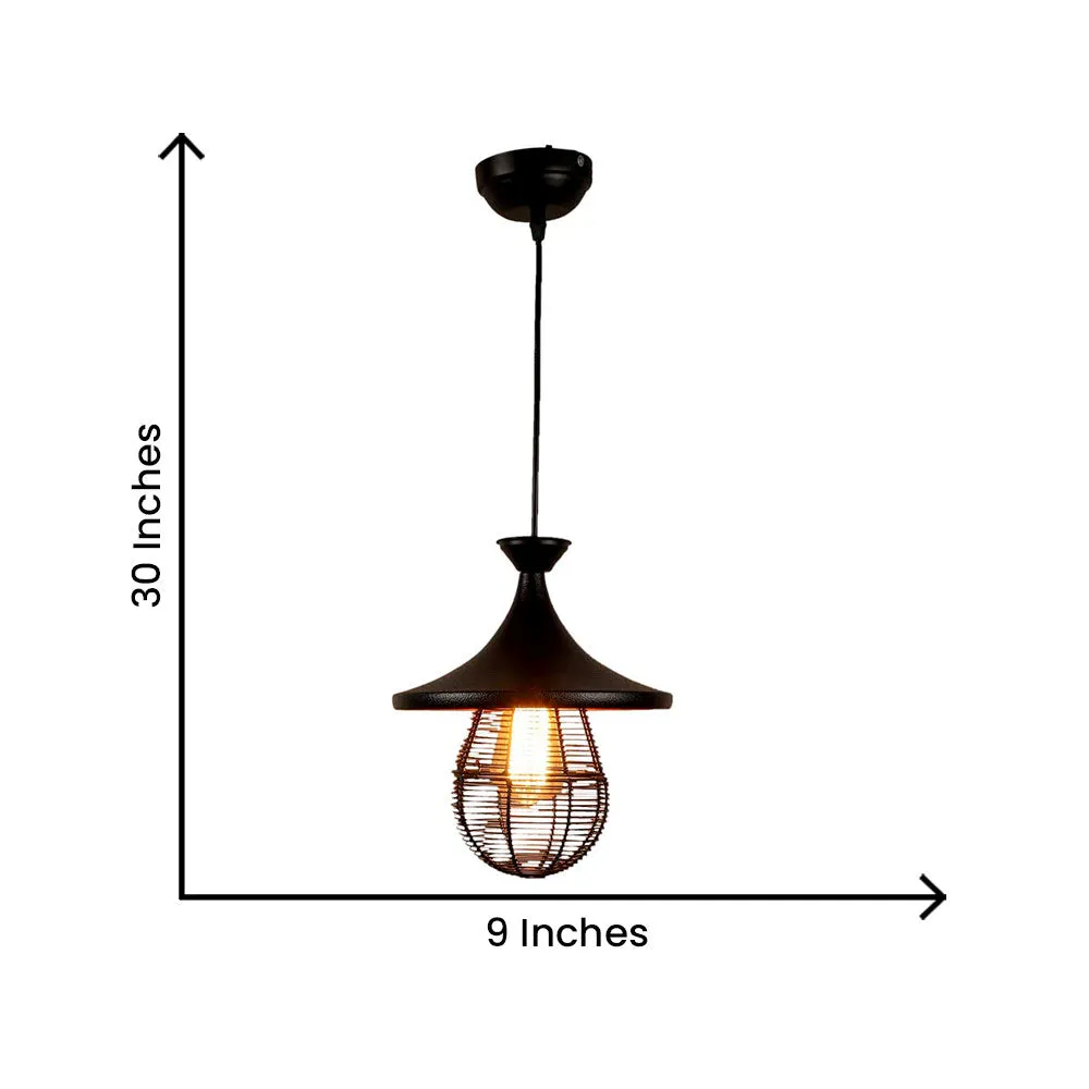 Circled Luster Glass Metal Topped Single Hanging Light