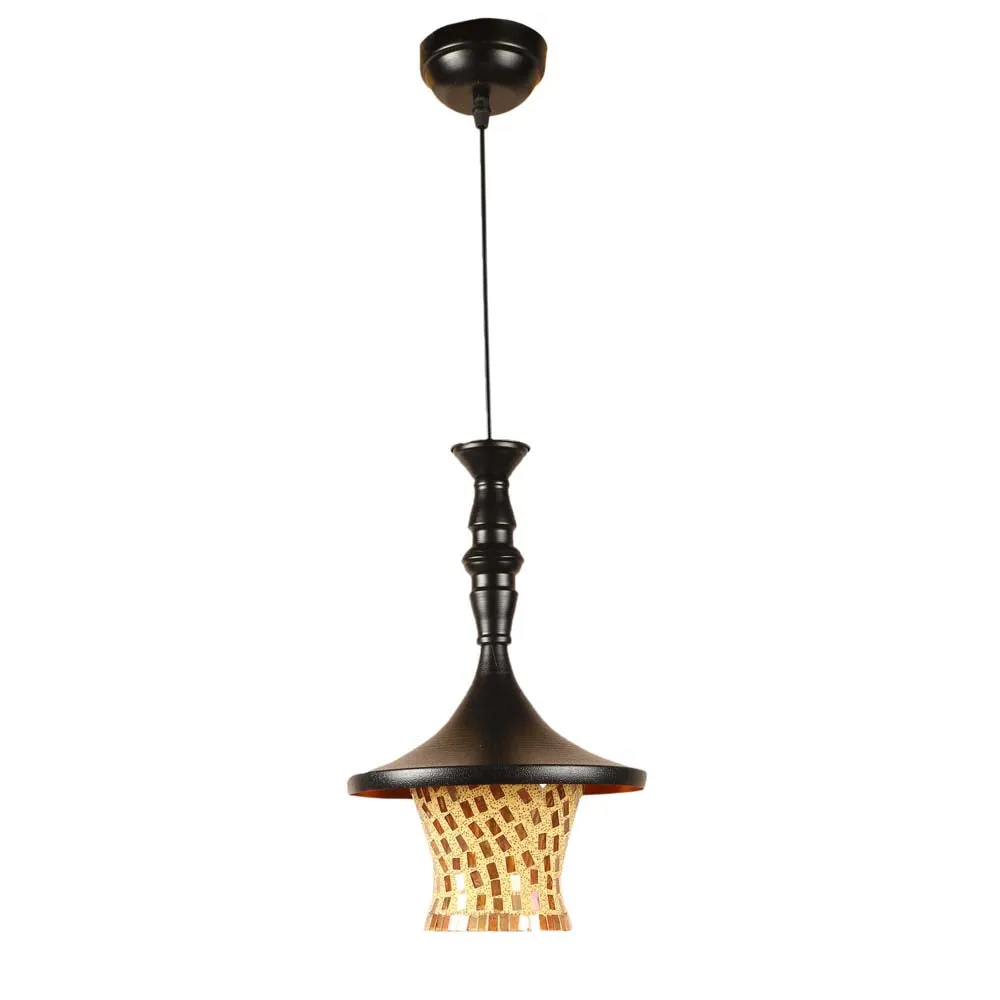 Circled Luster Glass Metal Topped Single Hanging Light