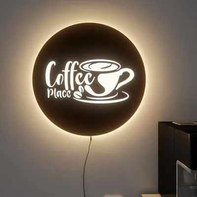 Circular Backlit Kitchen Acrylic Wall Decor for Coffee Lovers