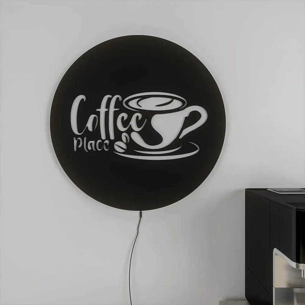 Circular Backlit Kitchen Acrylic Wall Decor for Coffee Lovers