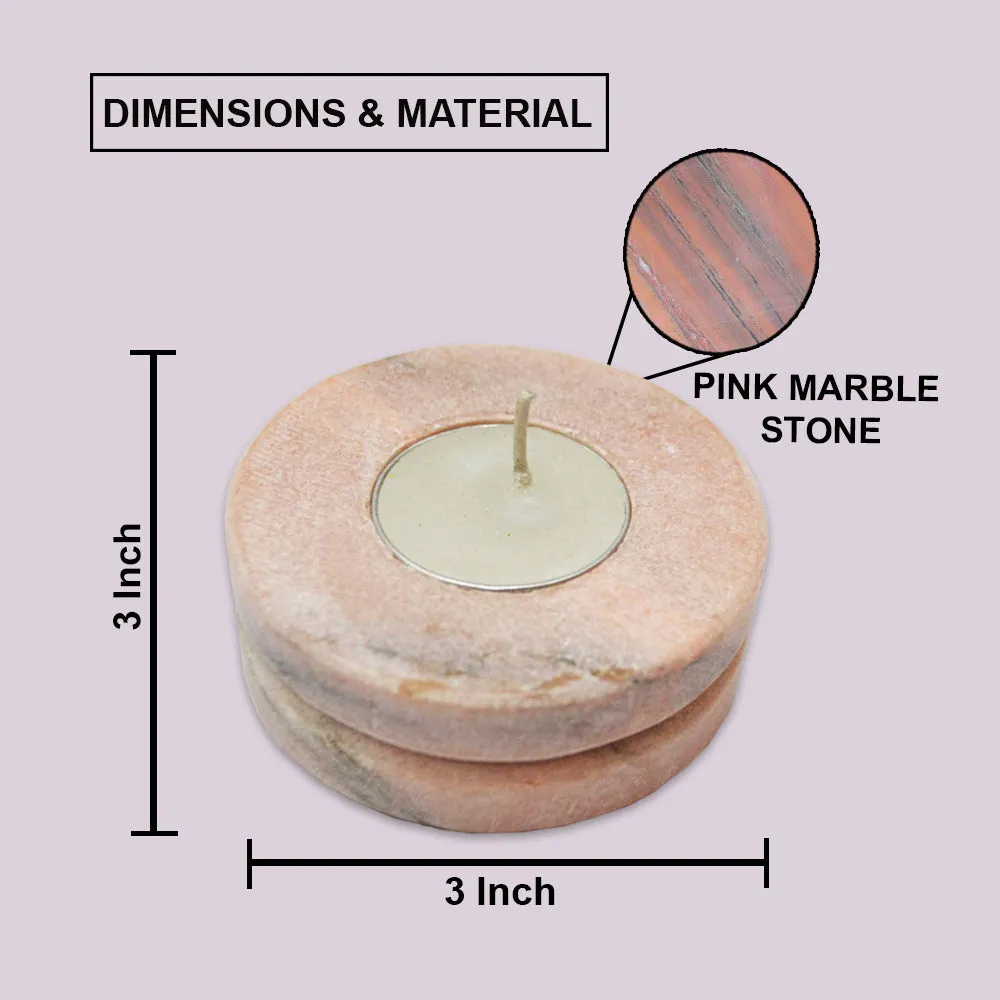 Circular Double Step Pink Marble Tealight Candle Holder