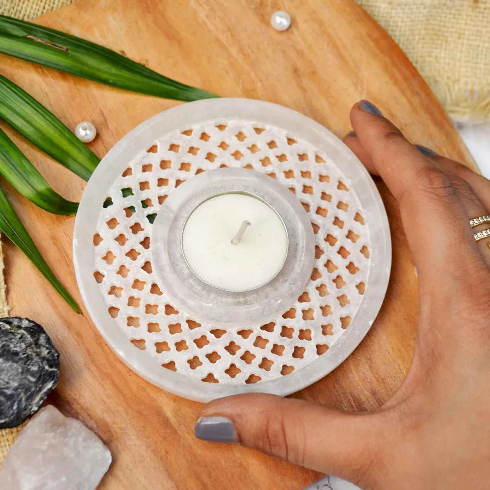 Circular Italina Marble Tealight Candle Holder