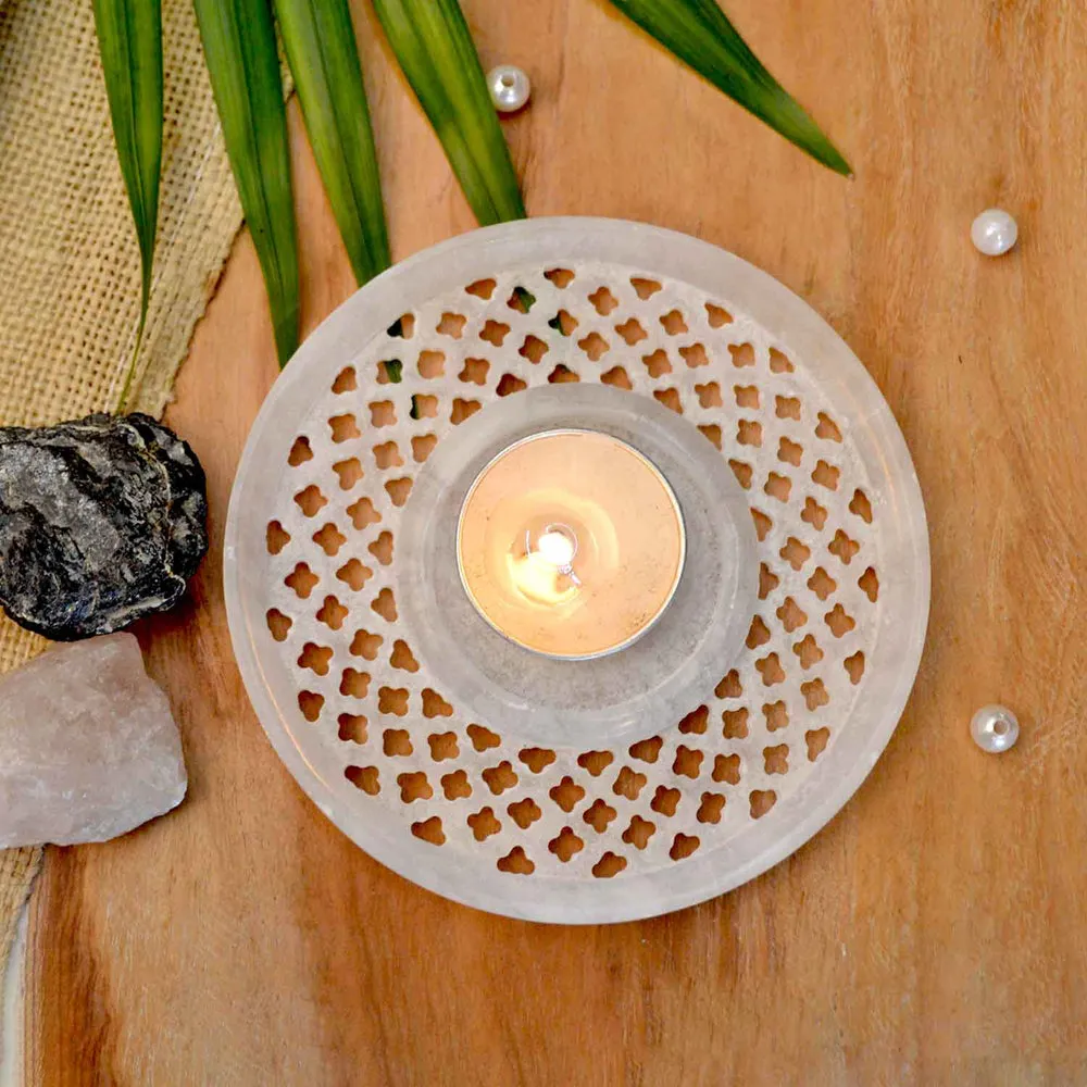 Circular Italina Marble Tealight Candle Holder
