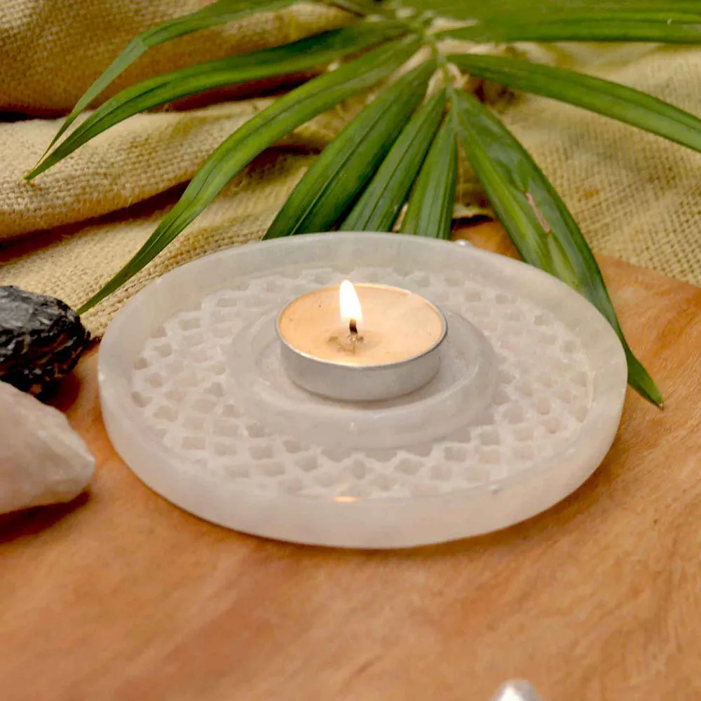 Circular Italina Marble Tealight Candle Holder