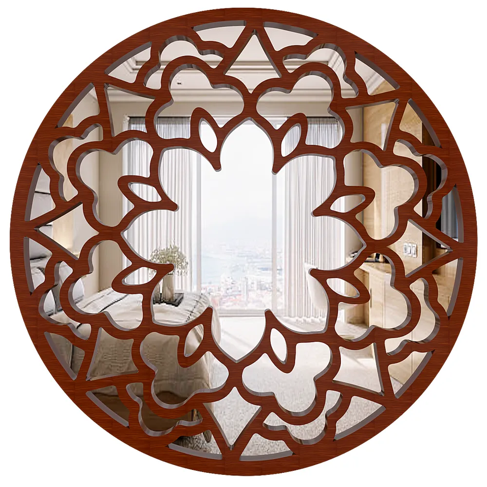 Circular Mandala Design Wooden Decorative Wall Mirror/ Wall Art (Available in Multiple Finishes) White