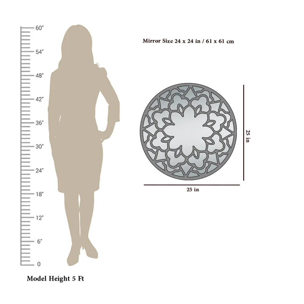 Circular Mandala Design Wooden Decorative Wall Mirror/ Wall Art (Available in Multiple Finishes) White