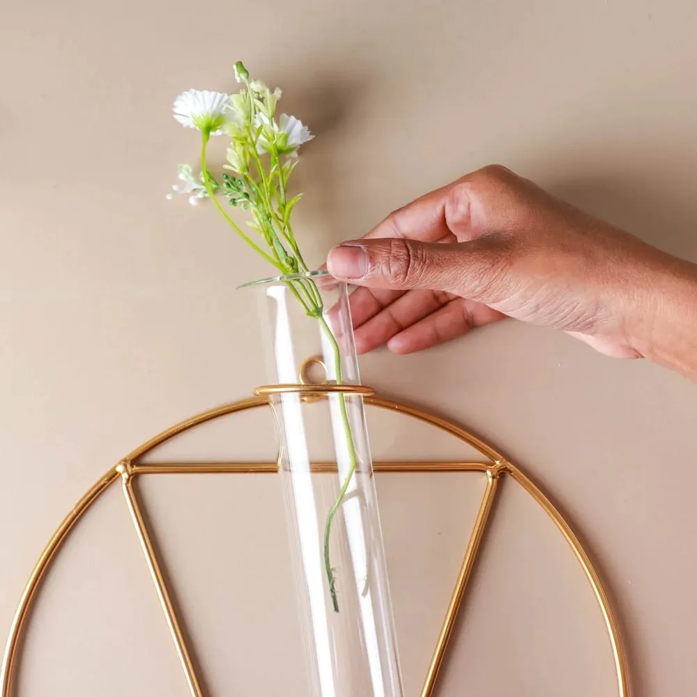 Circular Wall Decorative Test Tube Vase Single Piece