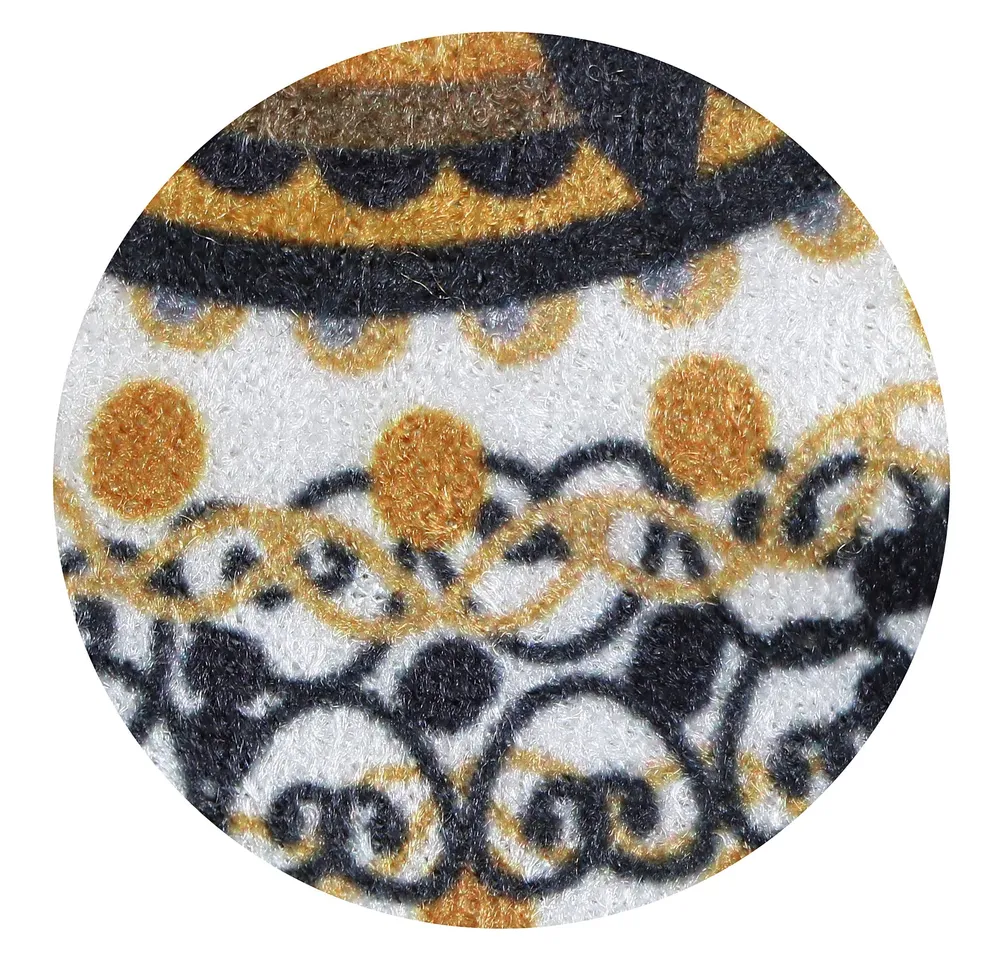 Circular Yellow & White Designer Soft Velvet Table Runner